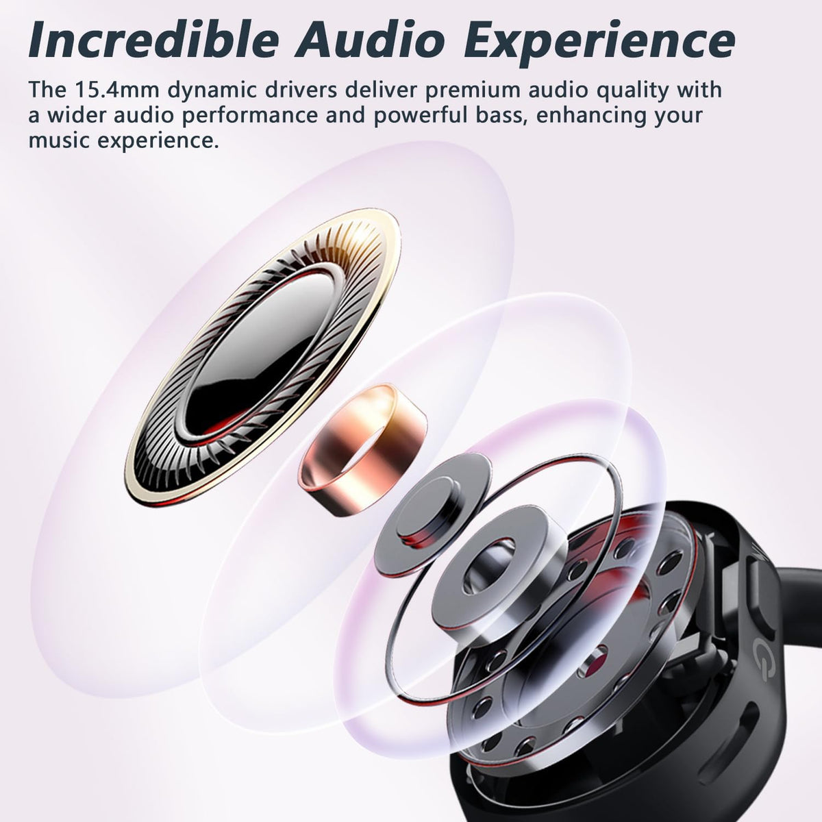 Open Ear Headphone Wireless Bluetooth 5.4 Earbuds with Mic