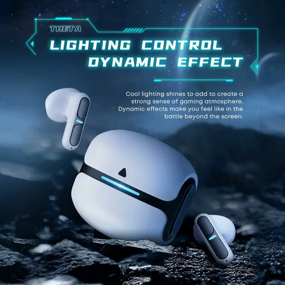 Wireless Gaming Earbuds Bluetooth 5.3 Headphones Low Latency 60ms, LED Charging Case 21H Battery, Noise Reduction