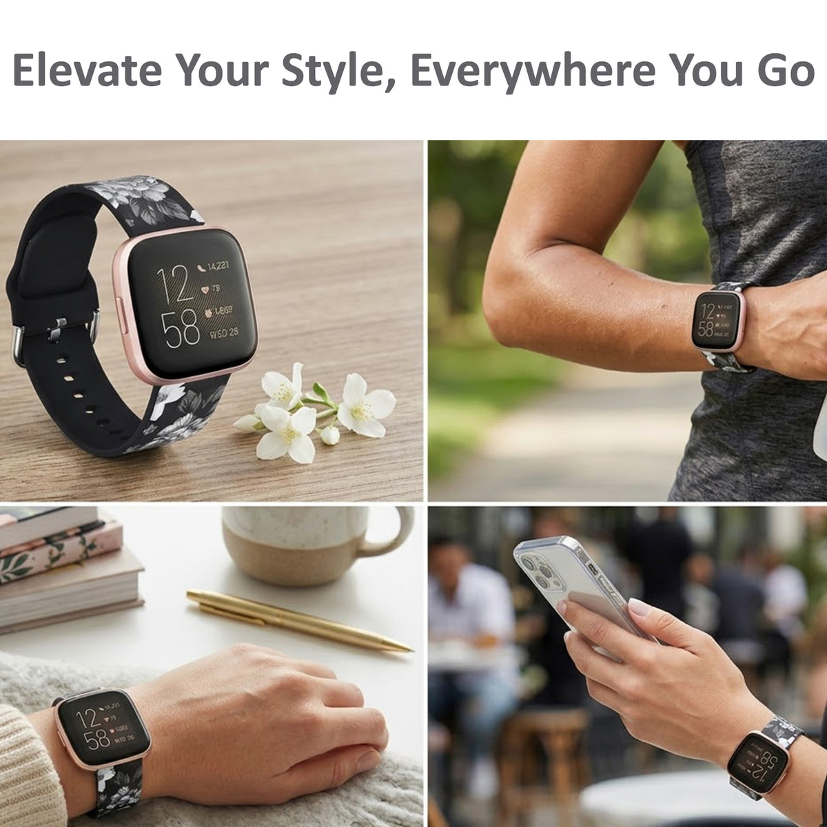 navor Flower Watch Strap Compatible with Fitbit Versa/Versa 2/Versa Lite/Versa SE