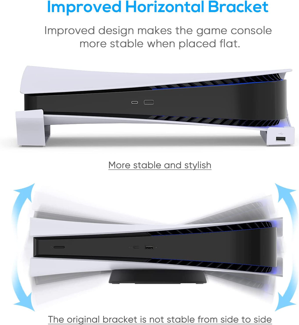 navor Horizontal Stand for Playstation 5 Console with 3 Charging & 1 Data USB Port