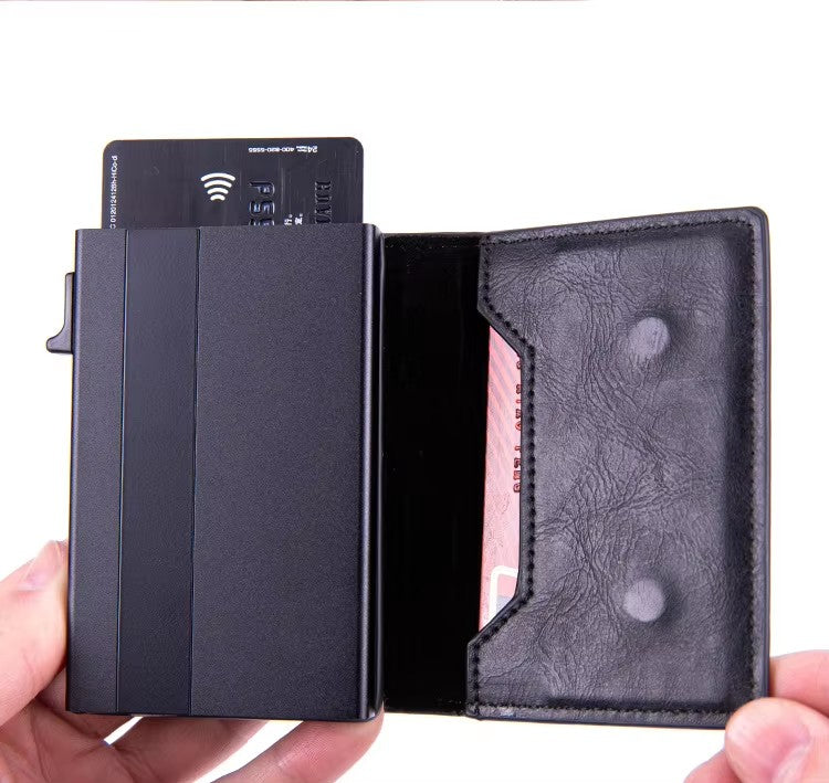 Navor Leather Bi-Fold Pop-up Wallet with AirTag Holder, RFID Blocking