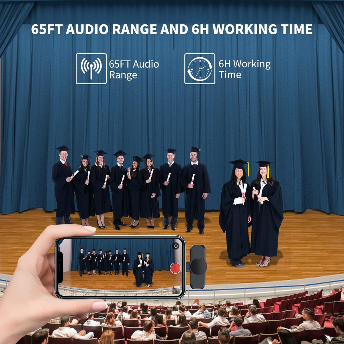 navor Wireless Lavalier Microphone Dual Mics & Receivers for iPhone, iPad, Android