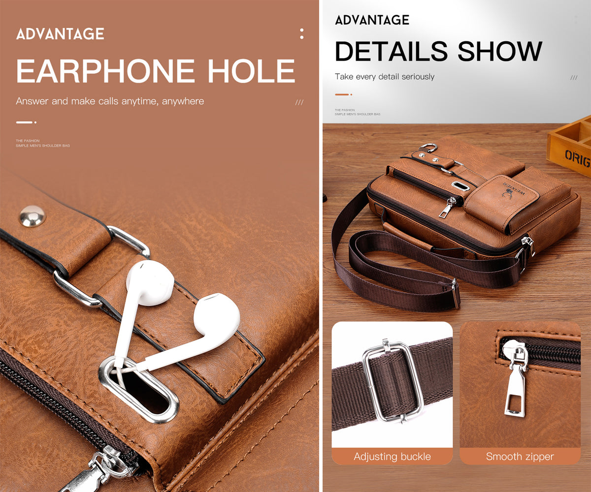 navor Men's Small Multipurpose PU Leather Shoulder/ Messenger Bag
