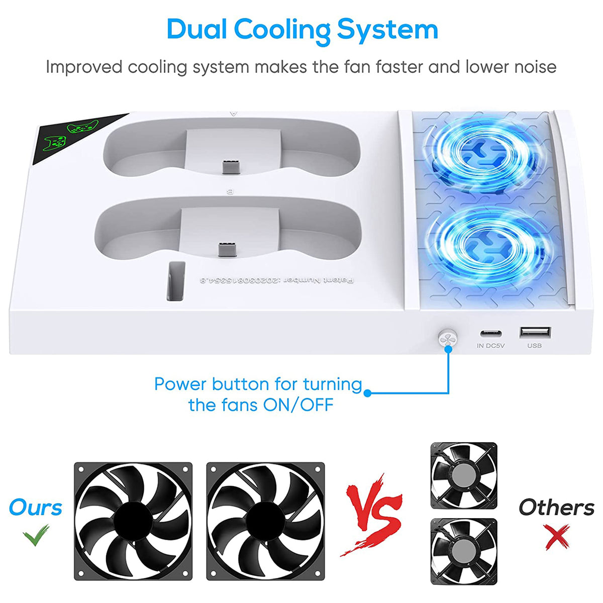 navor Charger Stand with Cooling Fan for Xbox Series S Console, Charging Dock -White