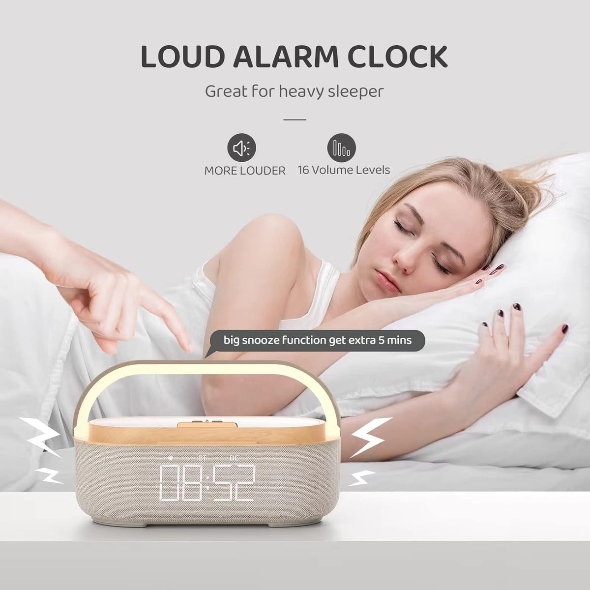 navor 6-in-1 Alarm Clock , Bluetooth Speaker with 15W Wireless Charger