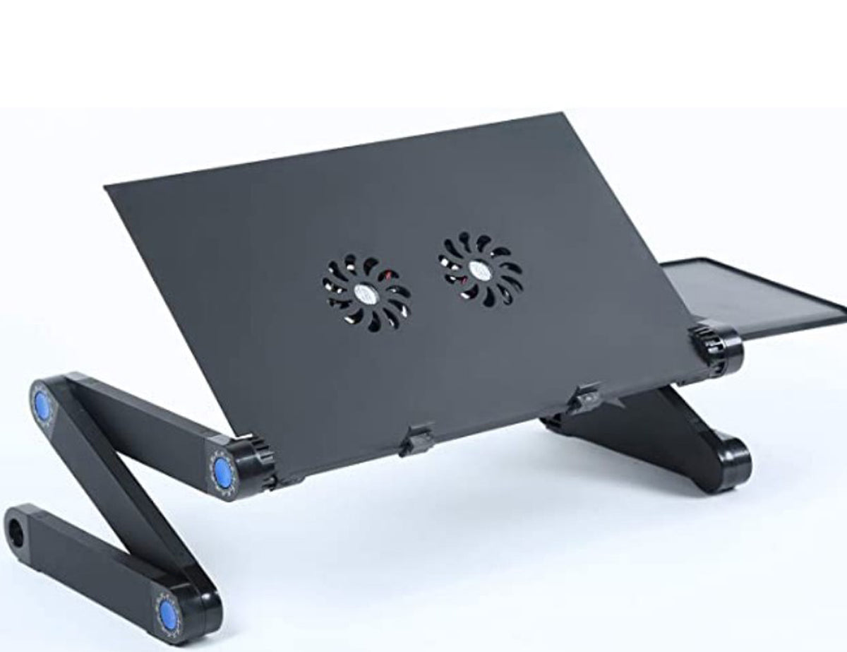 Navor Adjustable Standing Laptop Desk Stand Portable Aluminum Laptop Riser with Dual Cooling Fans & Mouse Pad