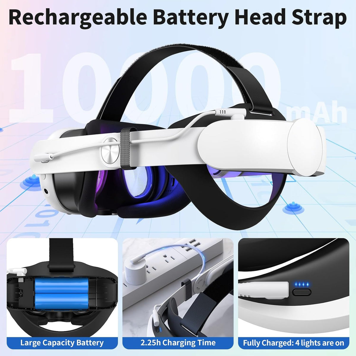 Navor VR Head Strap with 10000mAh Battery for Meta Quest 3 & 3S