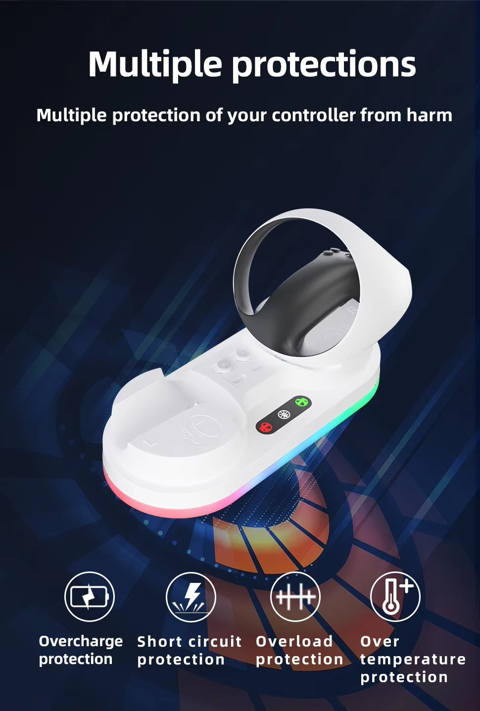 For PS VR2 Controller Charging Dock with RGB Light
