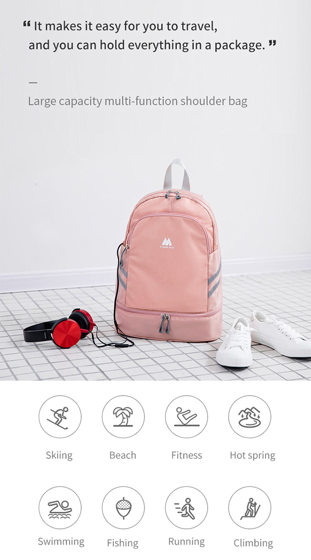 navor Women's Waterproof Multi-Functional Backpack with Shoe Compartment
