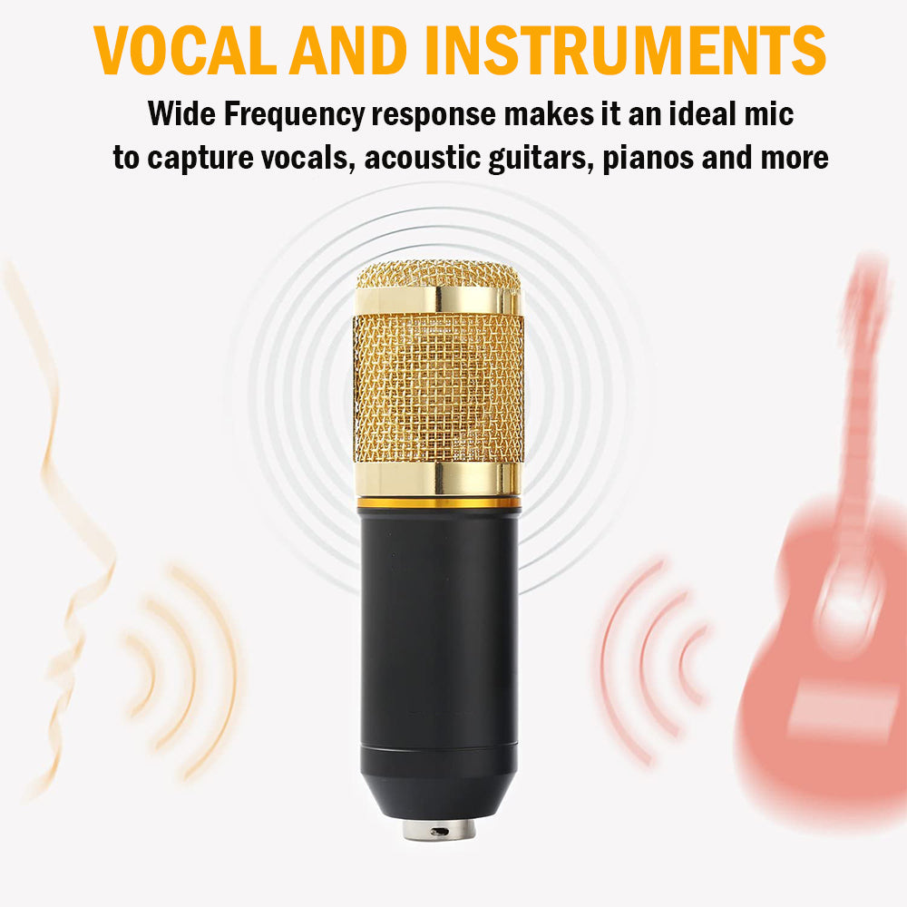 navor XLR Condenser Microphone Combo Cardioid Professional Mic Kit with Adjustable Suspension Scissor Arm, Shock Mount & Pop Filter