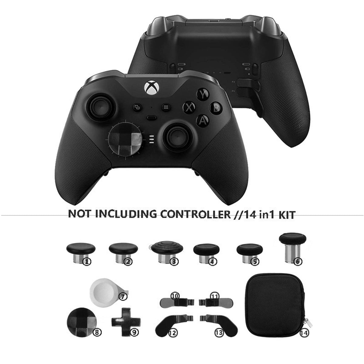navor 14-in-1 Metal Thumbsticks Kit Compatible with Xbox One Elite Series 2 Controller & Core