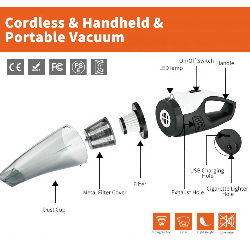 Upgraded 2025 Cordless Handheld Vacuum Cleaner, Rechargeable 6000mAh, 90-100W