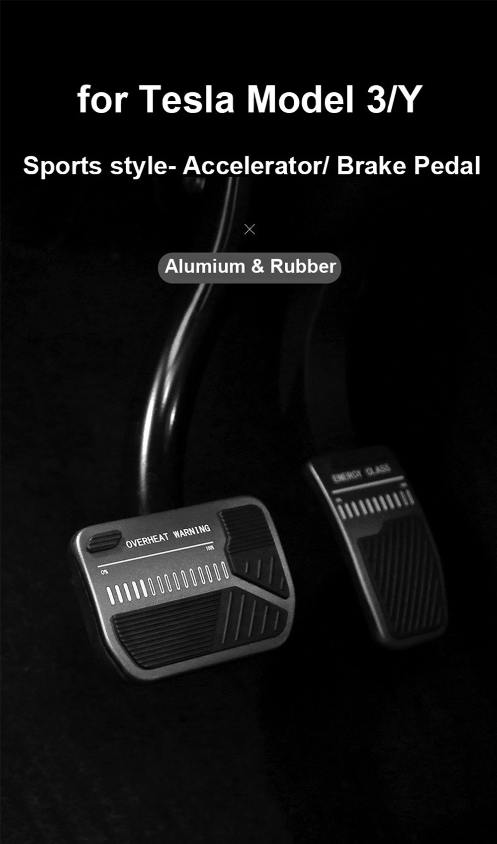 navor Aluminum Anti-Slip Pedal Covers for Tesla Model 3 / Model Y (2017-2022)