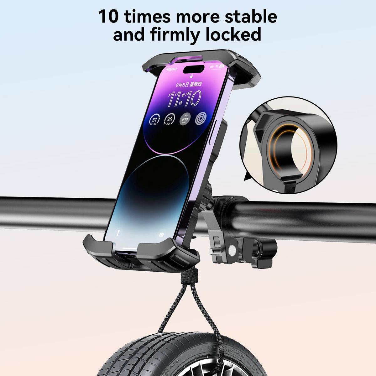 Navor Motorcycle & Bike Phone Mount – 360° Rotatable Handlebar Phone Holder with Security Lock