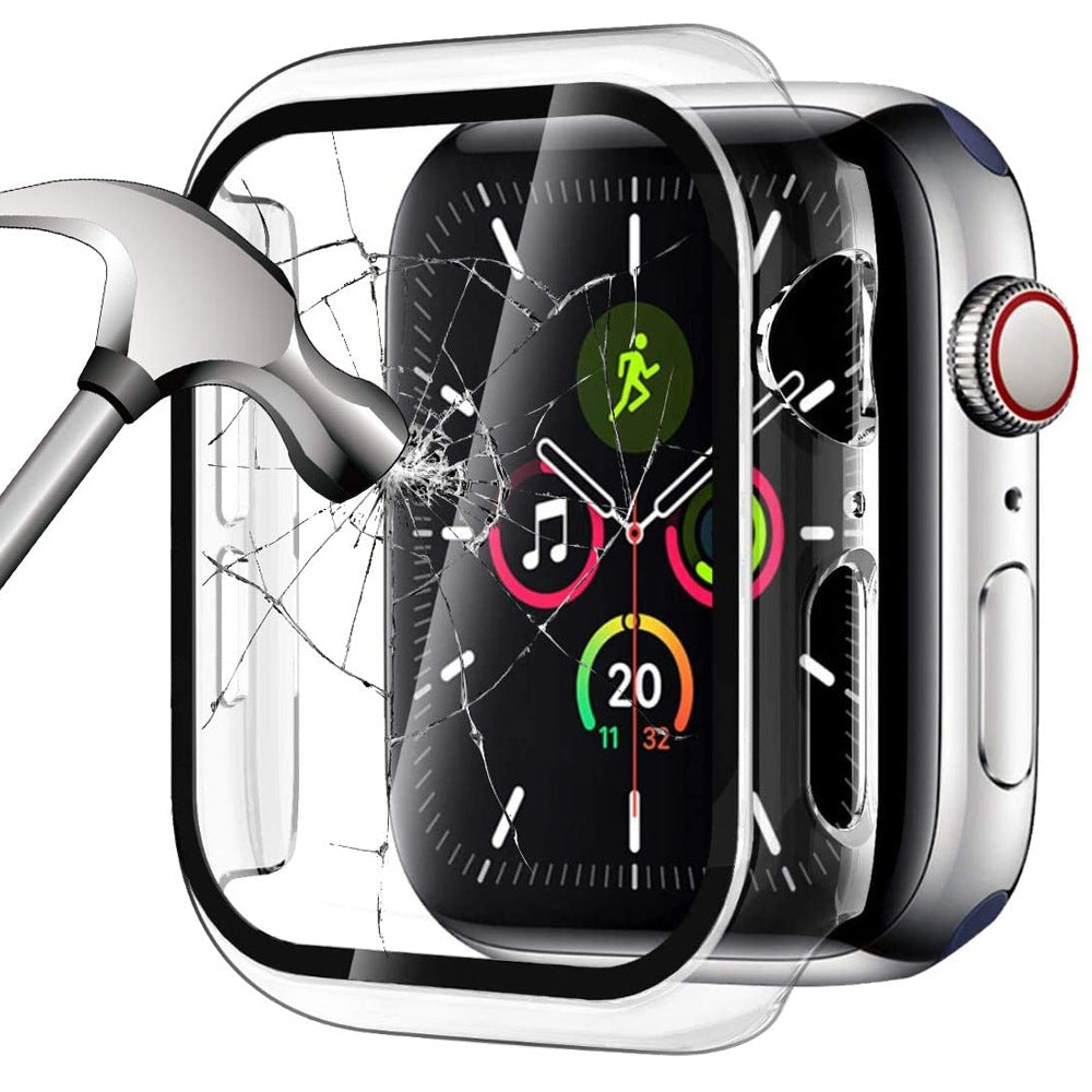 navor 2 Pack Transparent Protective Hard Case Shockproof Built in Tempered Glass Screen Protector Case for Apple Watch Series 6 5 4 SE 44mm for iWatch [Clear]