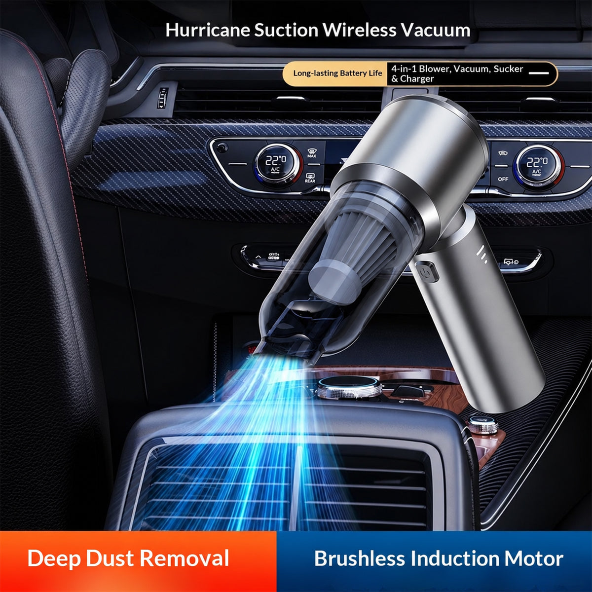Cordless Handheld Vacuum & Blower, 16000Pa, Brushless Motor, USB-C