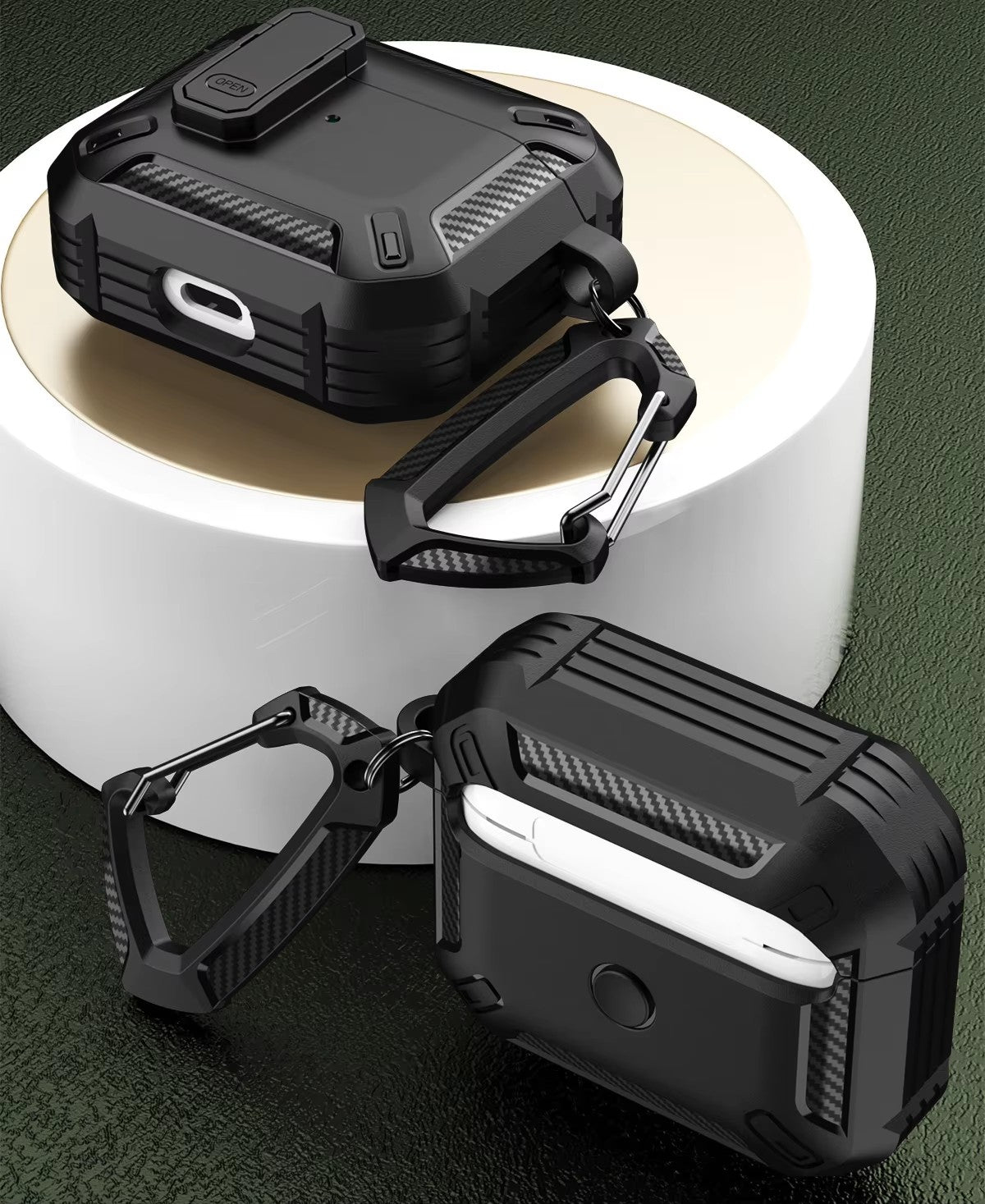 For AirPods Pro 2 Case Rugged Shockproof Protective Cover with Carabiner