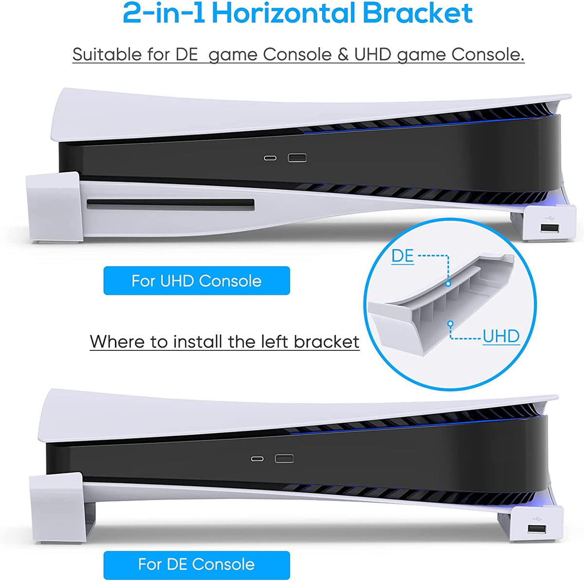 navor Horizontal Stand for Playstation 5 Console with 3 Charging & 1 Data USB Port