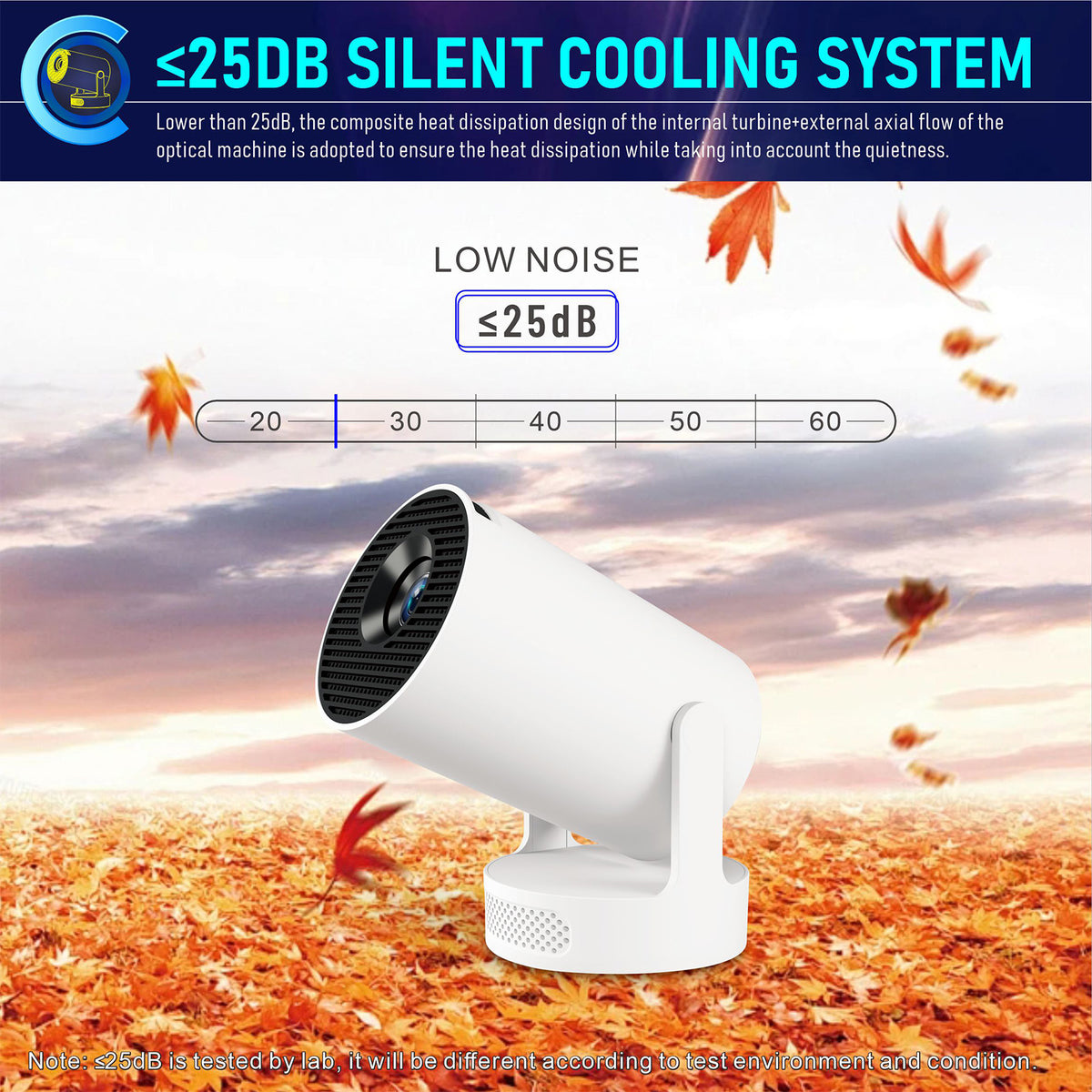 navor Smart Projector 720P, WiFi 6, Bluetooth 5.4, Android 11, 180° Stand