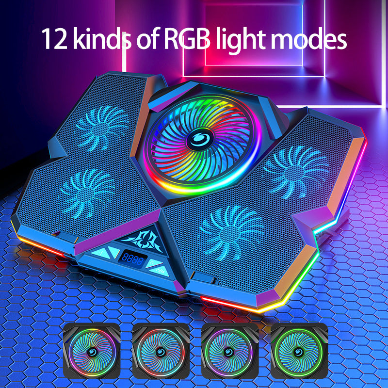 navor Laptop Cooling Pad for 12-17 Inch, Gaming Laptop Cooler with 5 Quiet Fans, RGB LED Lights
