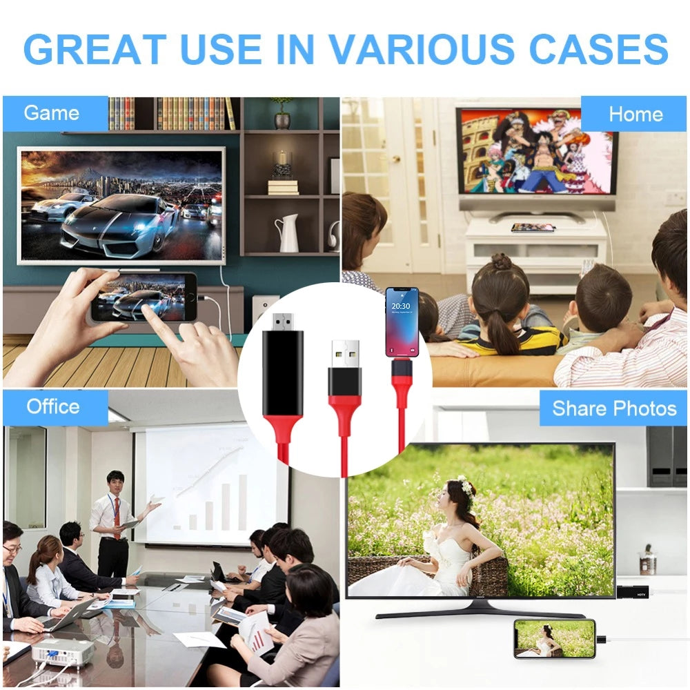 navor HDMI Adapter Cable for iPhone 1080P Plug & Play Transmit HDTV for Projector
