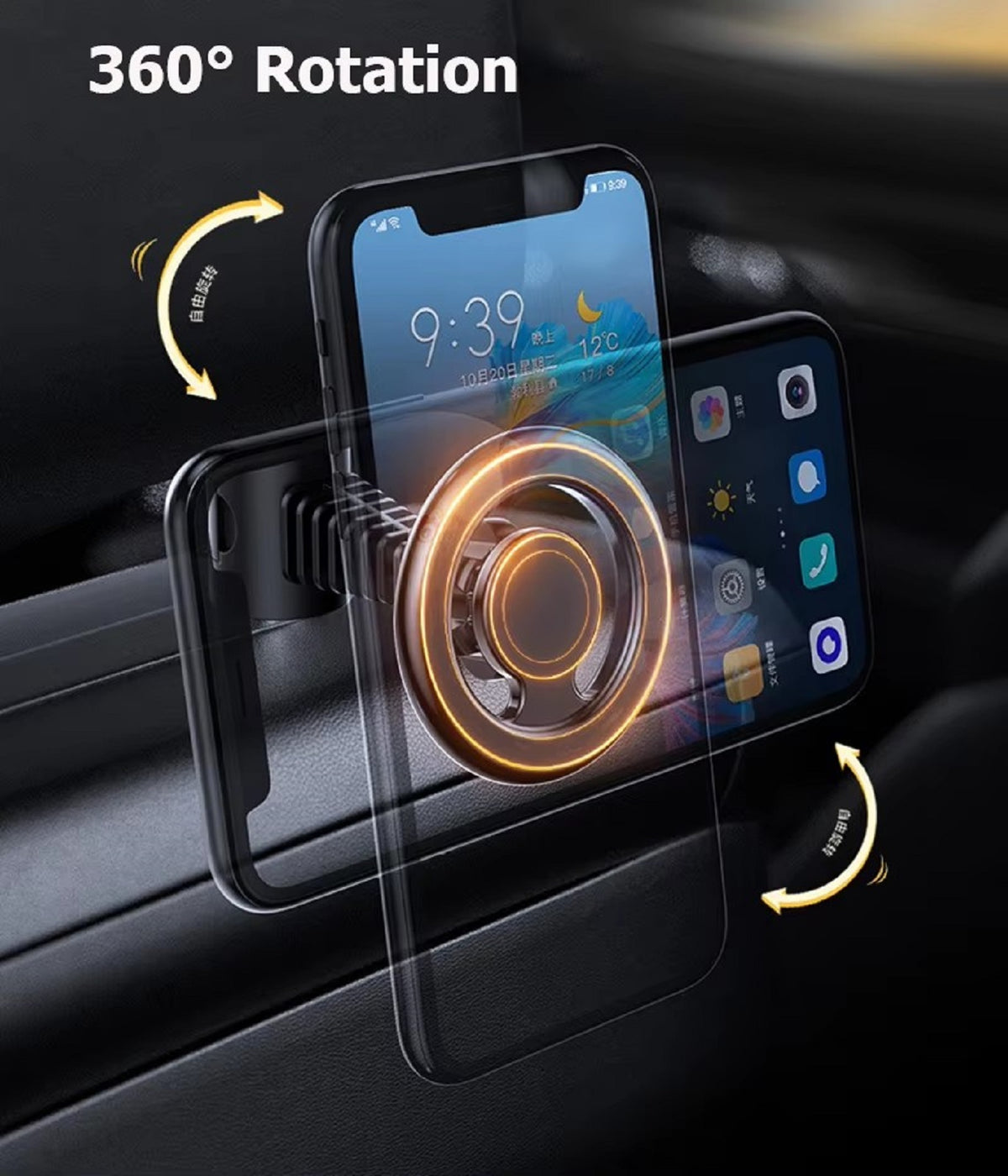 Navor Car Phone Holder, Car Back Seat Headrest Magnetic Mount Holder for Cellphone iPad Tablet GPS