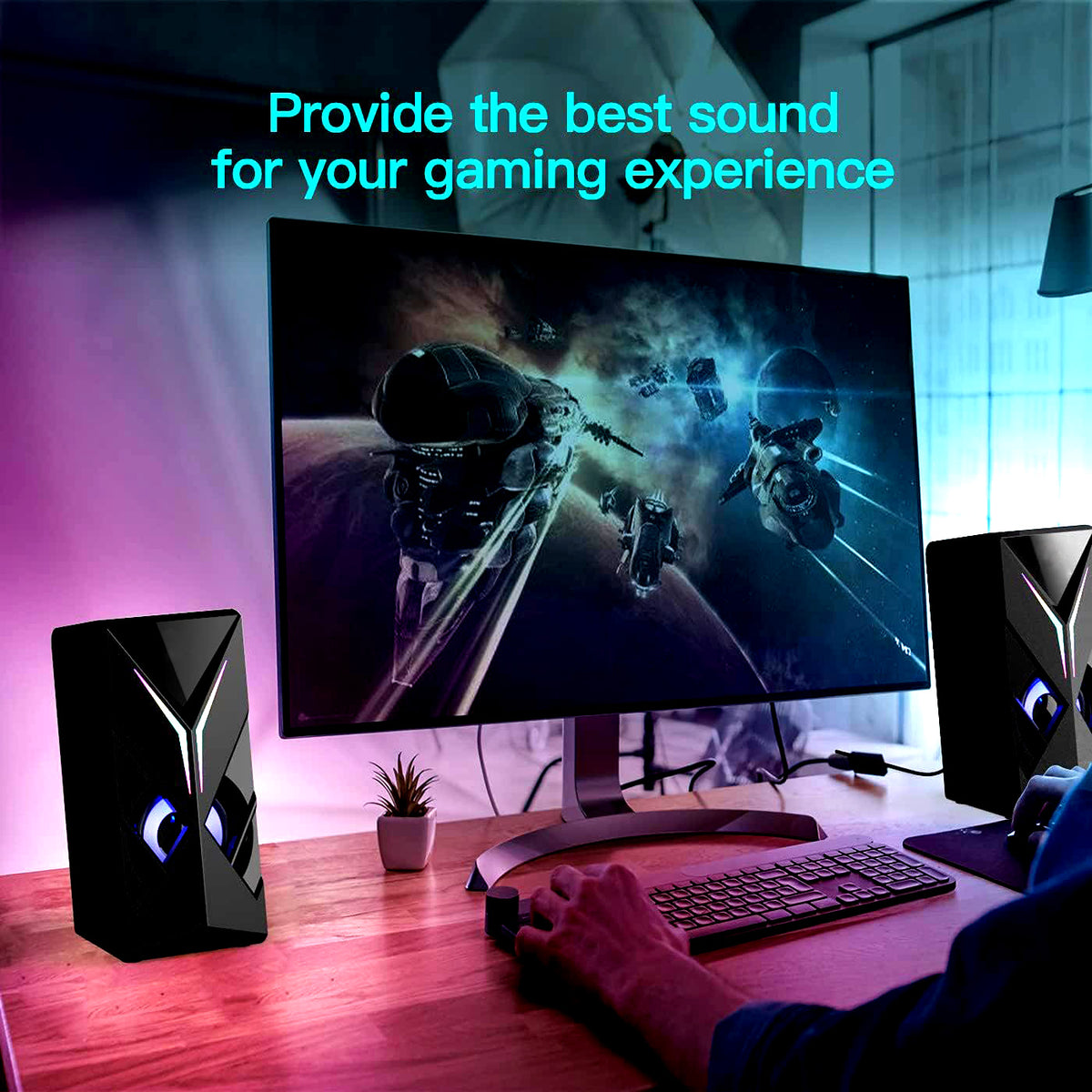 Navor Computer Speakers for Desktop, 10W USB Powered Stereo PC Speakers with RGB Lights