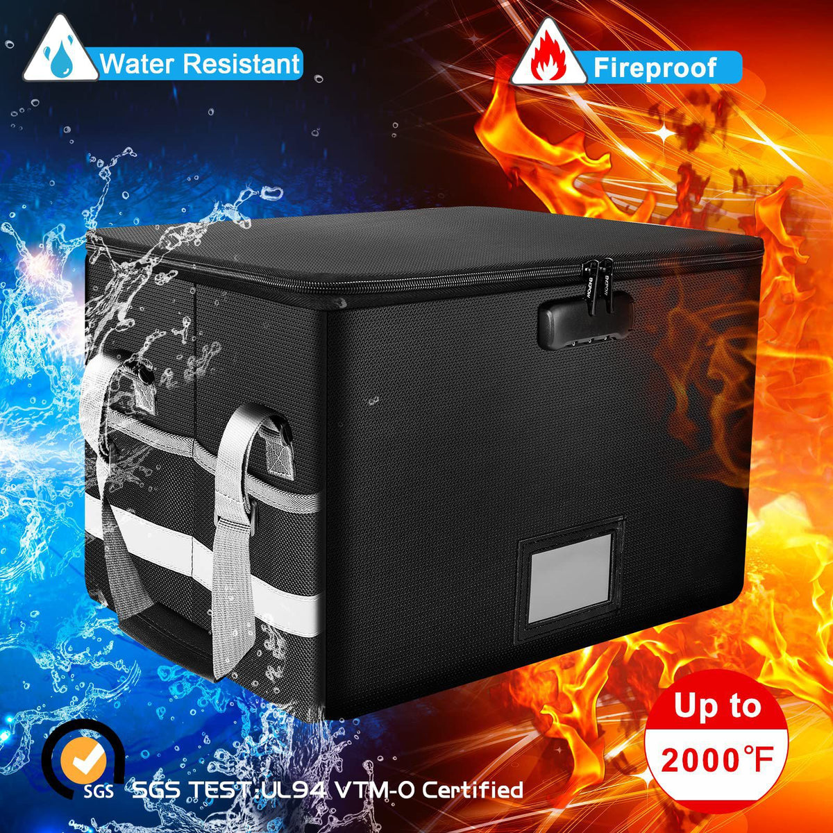 navor Fireproof Document Storage Box with Lock & Waterproof