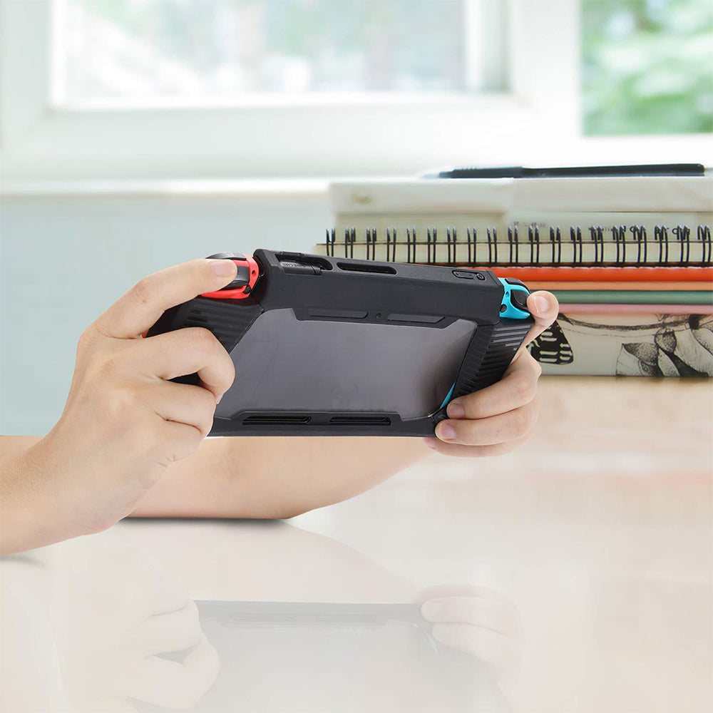navor Rugged Protective Cover & Screen Protector for Nintendo Switch, with 2 Thumb Grips Caps
