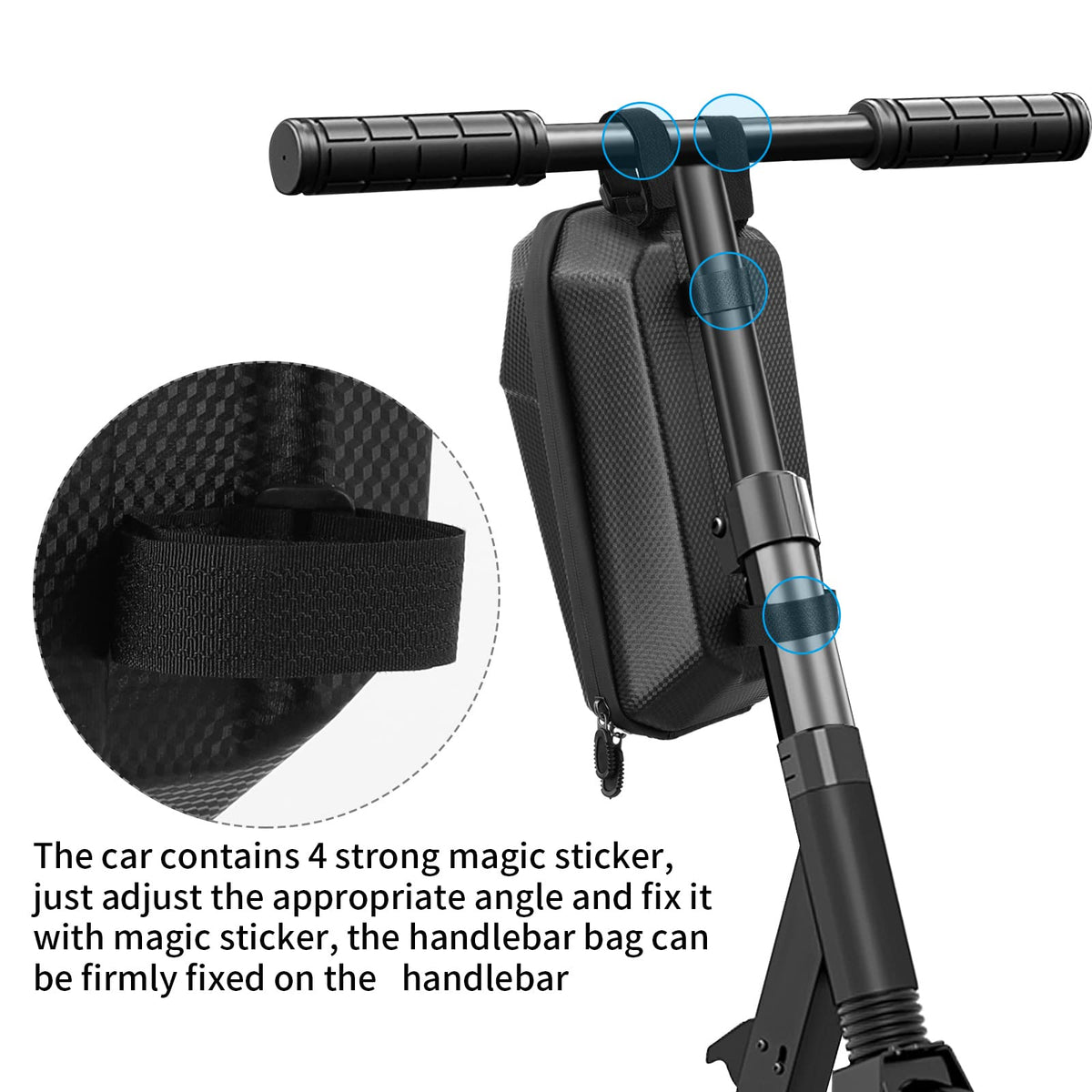 Scooter Handlebar Bag, 2L EVA Waterproof Hard Shell Front Storage, Black