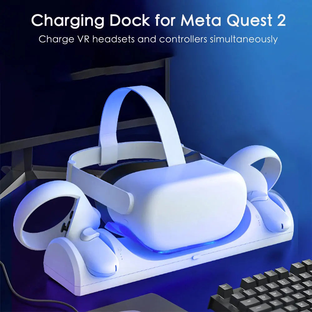VR Charging Dock for Oculus Meta Quest 2 Station, Magnetic Charge Headset and Controller