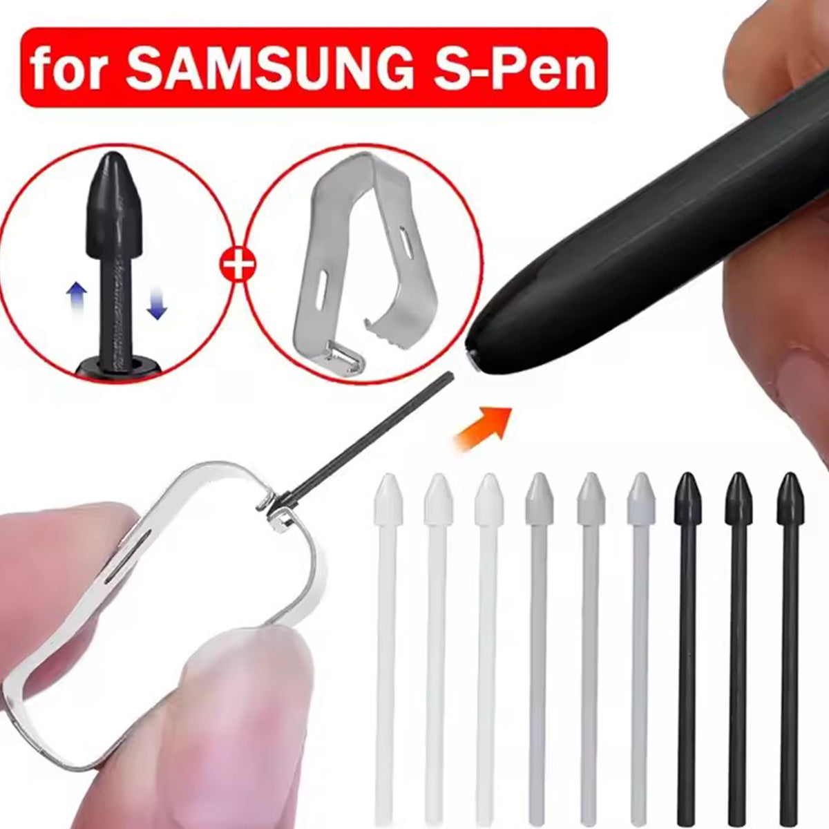navor 20pcs S Pen Replacement Nibs Kit with Tweezer, Tips for Samsung Galaxy Tab S6 Lite/S7 FE/S8/S9/S10/S10+ Ultra