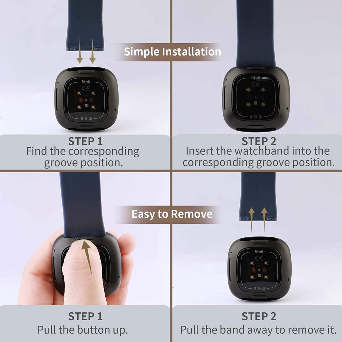 Fitbit Versa 3 / Fitbit Sense Soft TPU Sport Replacement Wristband