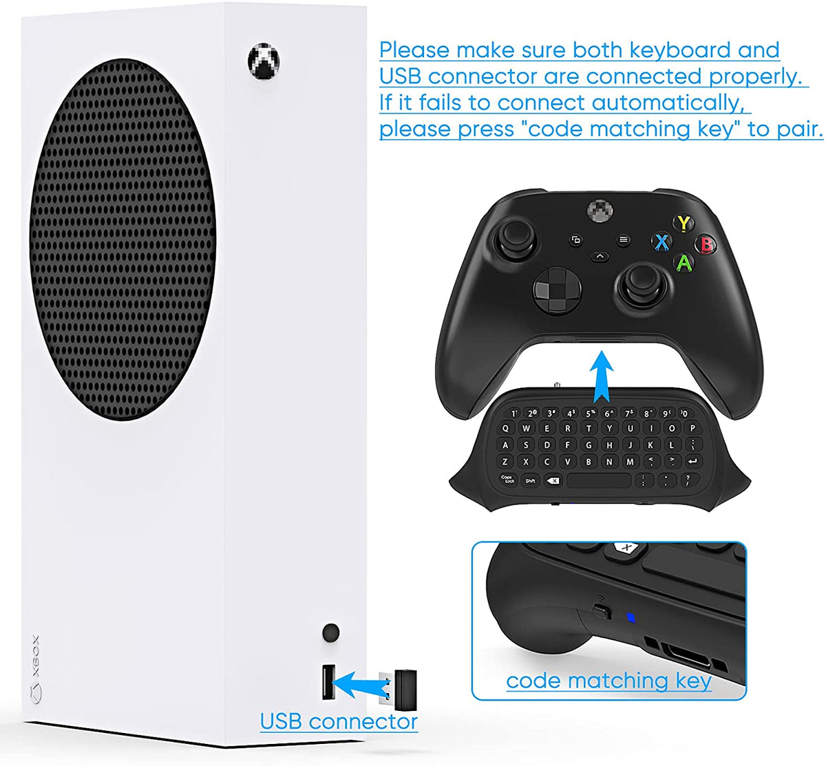 navor Wireless Keyboard Compatible with Xbox Series X|S & Xbox One Controllers
