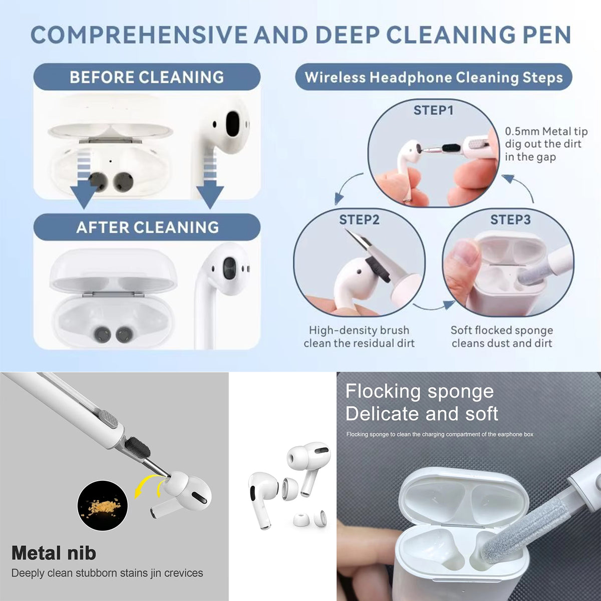 navor [6 Pairs + Cleaning kit] Replacement Ear Tips for Compatible with AirPods Pro 2nd/1st Gen