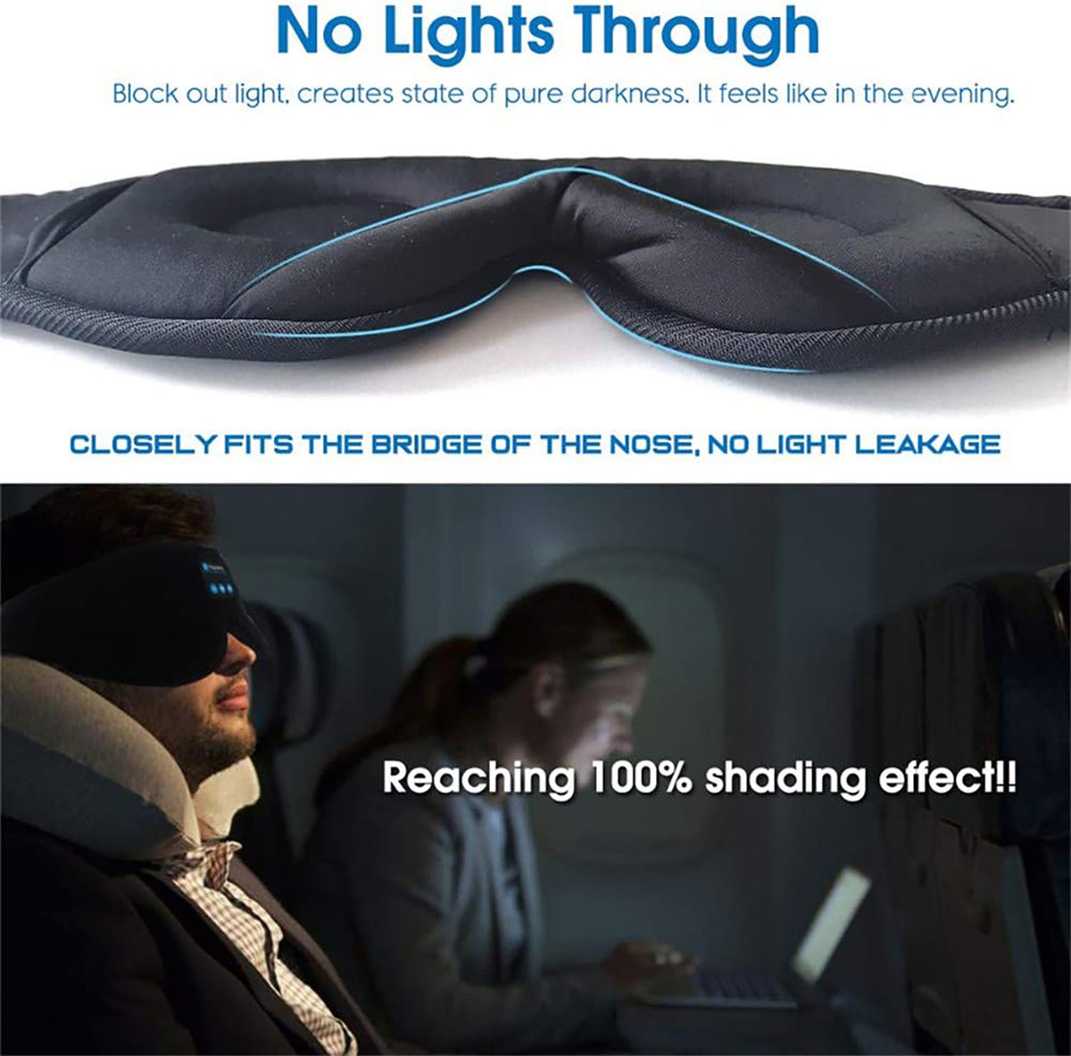 navor for Bluetooth Sleep Headphones Eye Mask with HD Stereo Wireless Audio