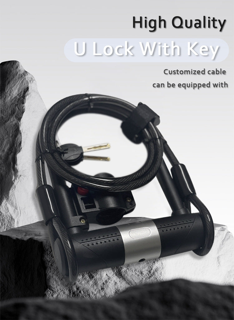 navor U Lock with Steel Cable, Heavy Duty Bicycle Lock, Keyed Anti Theft Bike Security Lock
