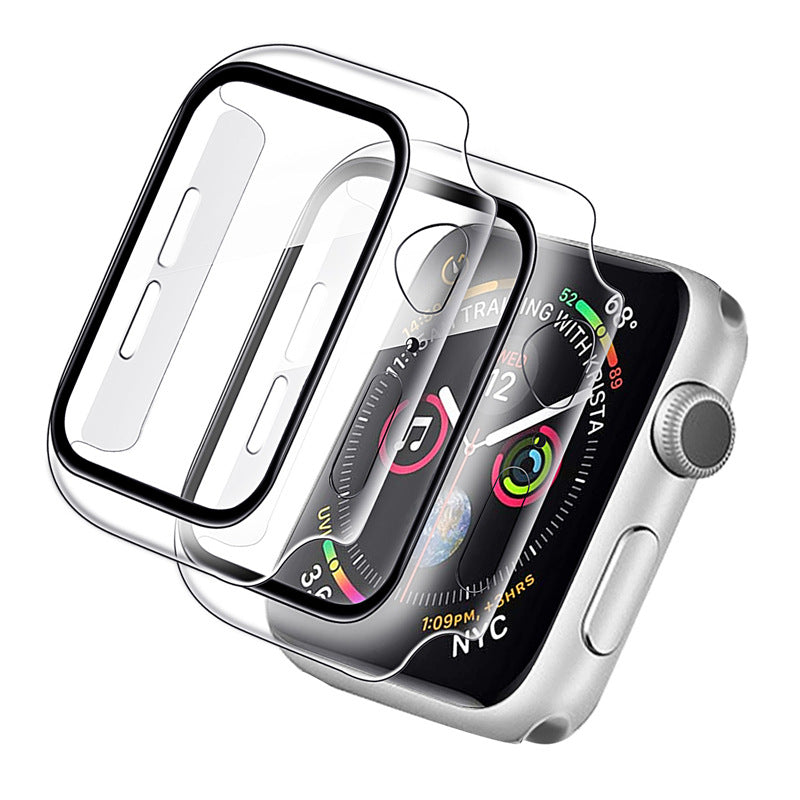 navor 2 Pack Transparent Protective Hard Case Shockproof Built in Tempered Glass Screen Protector Case for Apple Watch Series 6 5 4 SE 44mm for iWatch [Clear]