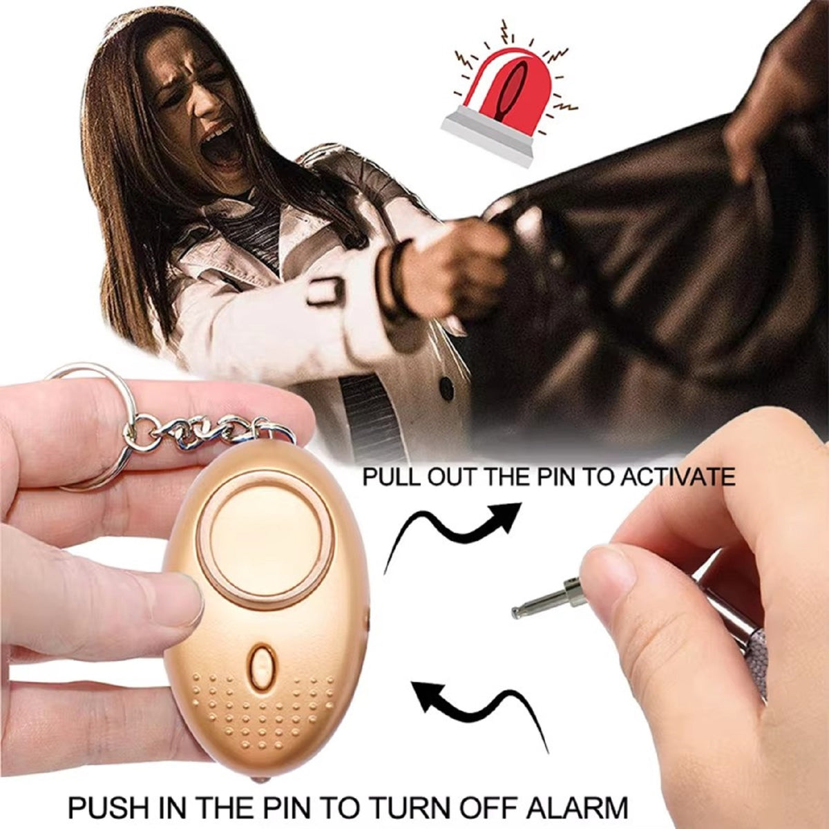 Navor Personal Safety Alarm with LED Light – 140dB Emergency Keychain Siren- 3 Pack