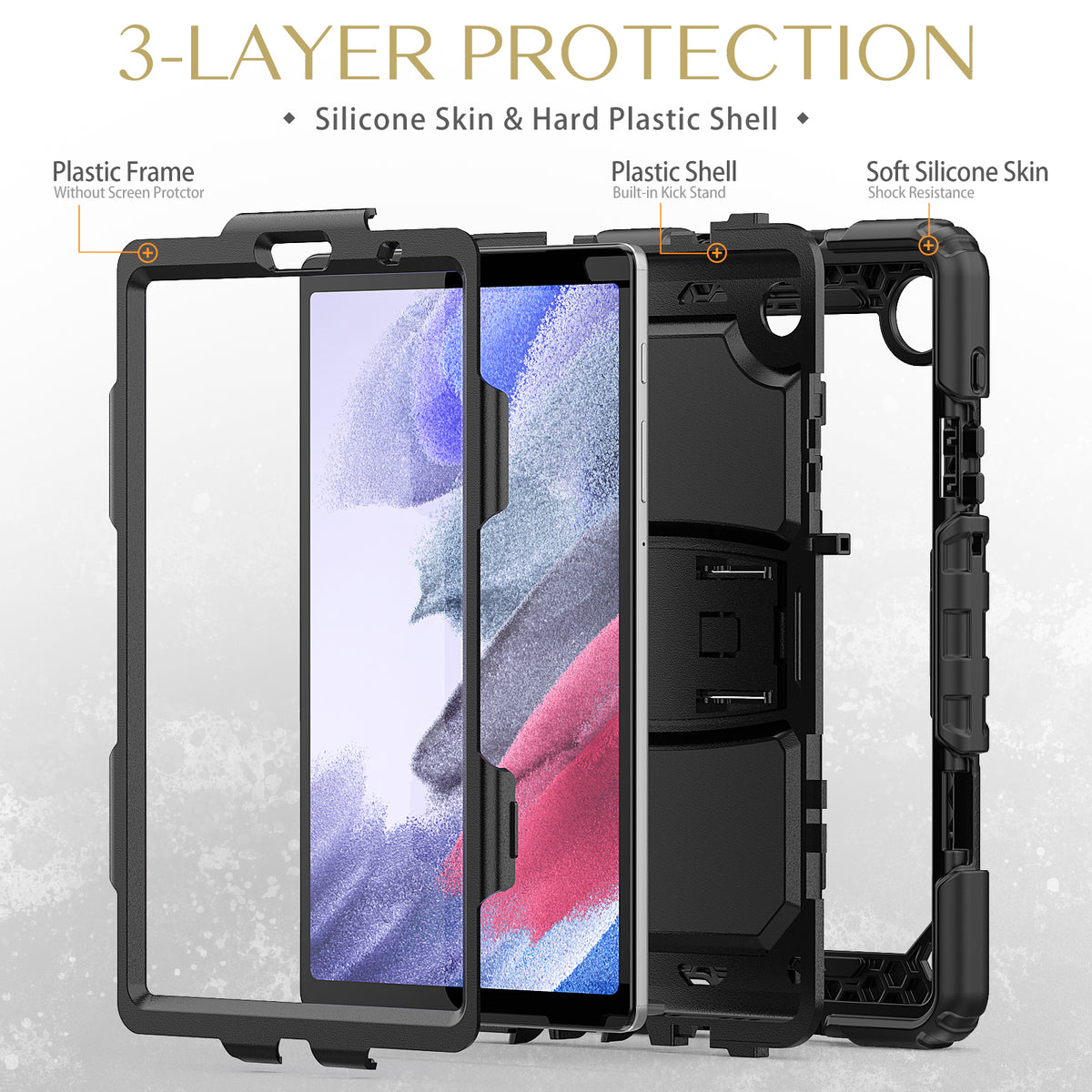 navor Samsung Galaxy Tab A7 Lite 8.7-Inch (2021) with Screen Protector for SM-T220/T225/T227 [Black]