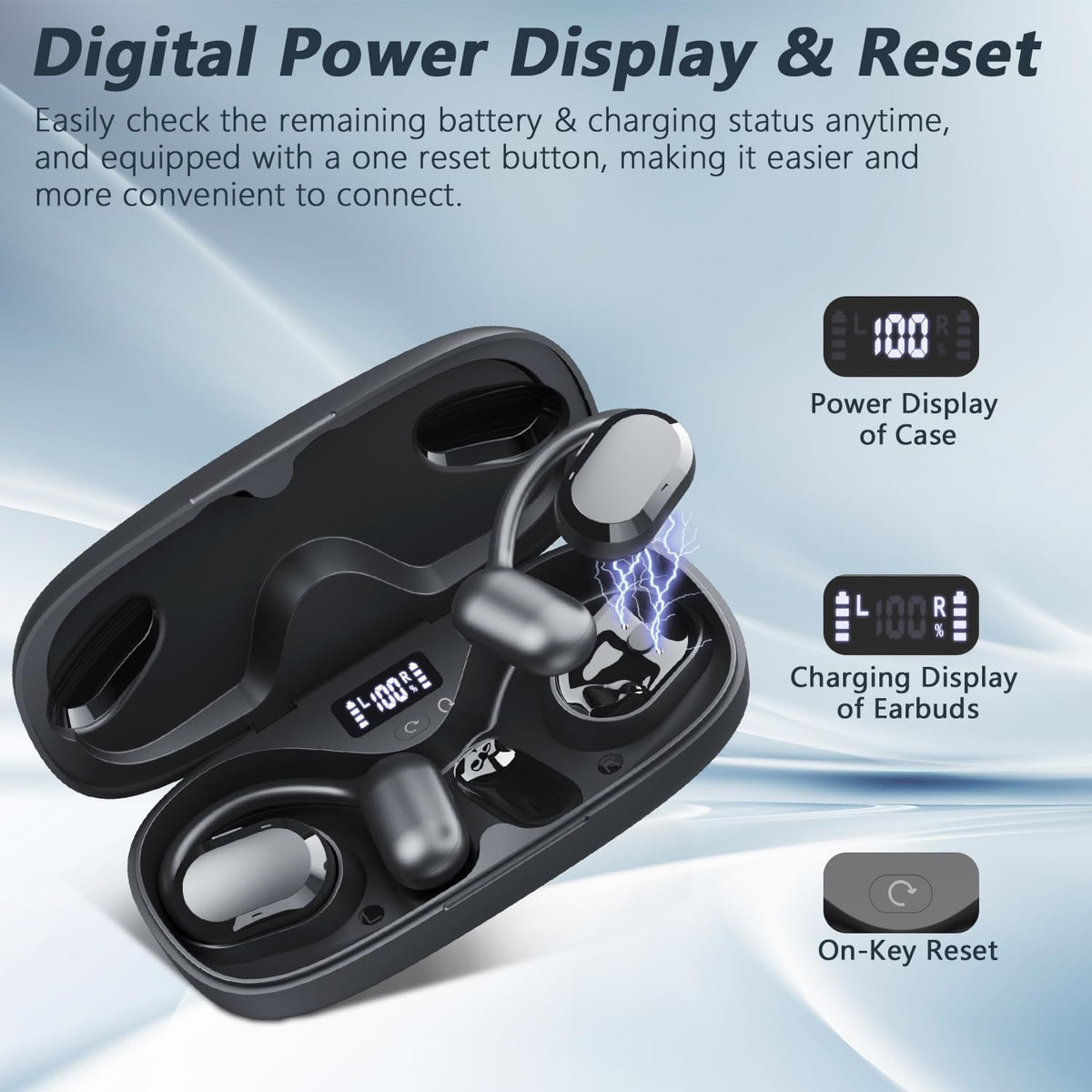 Open Ear Headphone Wireless Bluetooth 5.4 Earbuds with Mic