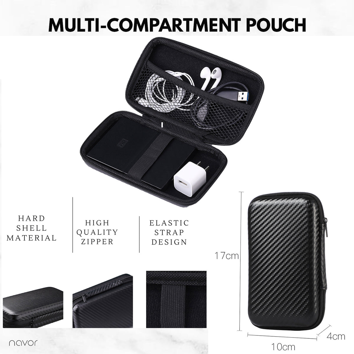 Water Proof Portable Hard Carrying Travel Case Cover Pouch for Electronic Accessories