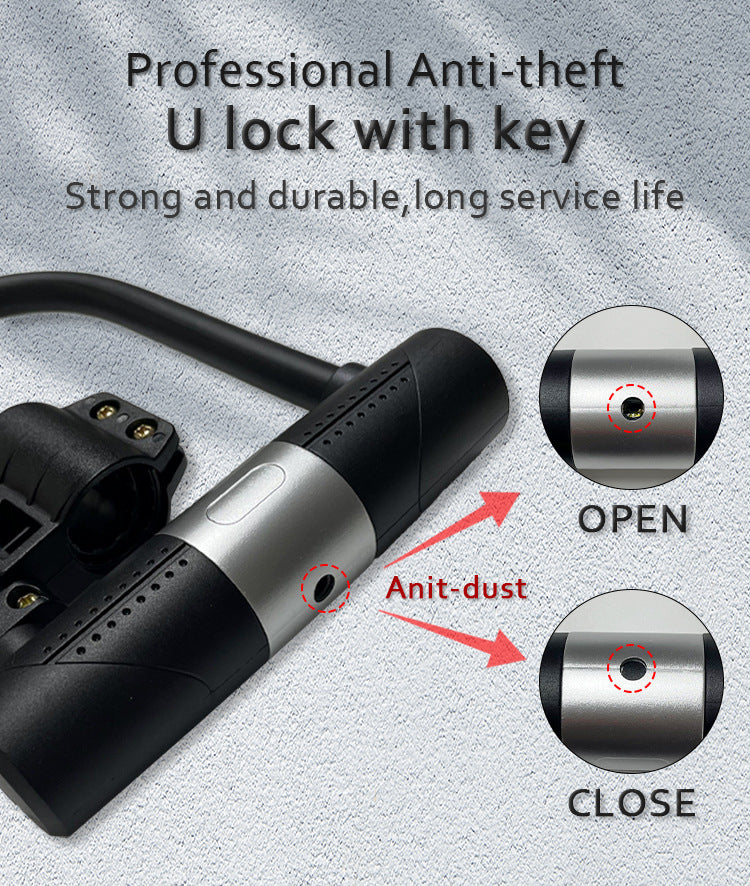 navor U Lock with Steel Cable, Heavy Duty Bicycle Lock, Keyed Anti Theft Bike Security Lock