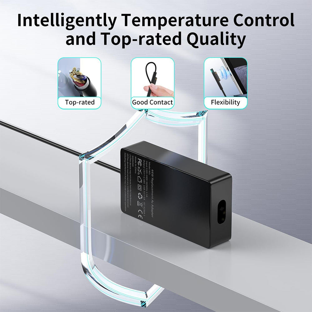 navor 65W Surface Charger for Pro 11/10/9/8/7+/7/6/5/4/3/X, Laptop 6/5/4/3/2/1, Go 3/2/1, Book 3/2/1, Studio 1 i5