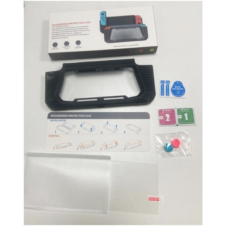 navor Rugged Protective Cover & Screen Protector for Nintendo Switch, with 2 Thumb Grips Caps