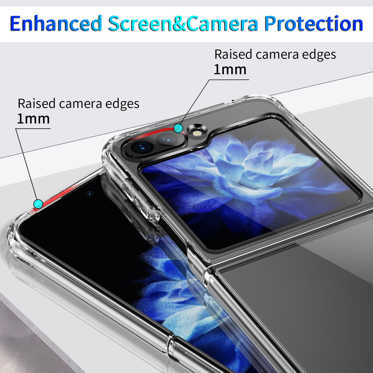 navor for Samsung Galaxy Z Flip 5 Case Crystal Clear, Anti-Yellowing Shockproof Acrylic Full Protective Cover