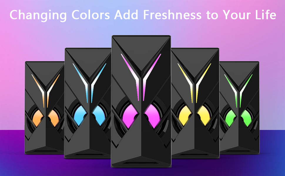 Navor Computer Speakers for Desktop, 10W USB Powered Stereo PC Speakers with RGB Lights