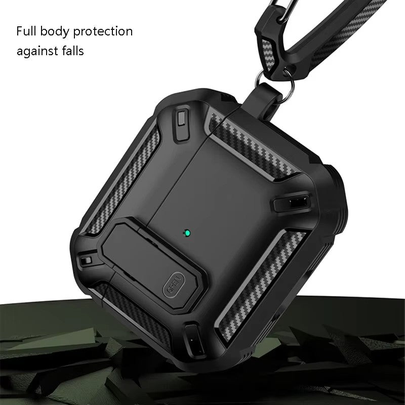 For AirPods Pro 2 Case Rugged Shockproof Protective Cover with Carabiner