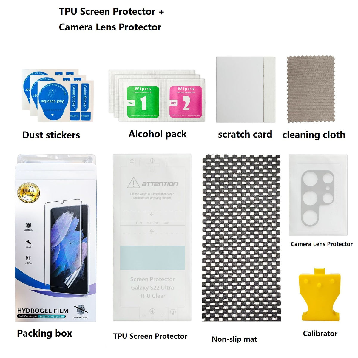 navor 2 Pack Screen Protector & 2 Pack Camera Lens Protector for Samsung Galaxy S22 Ultra