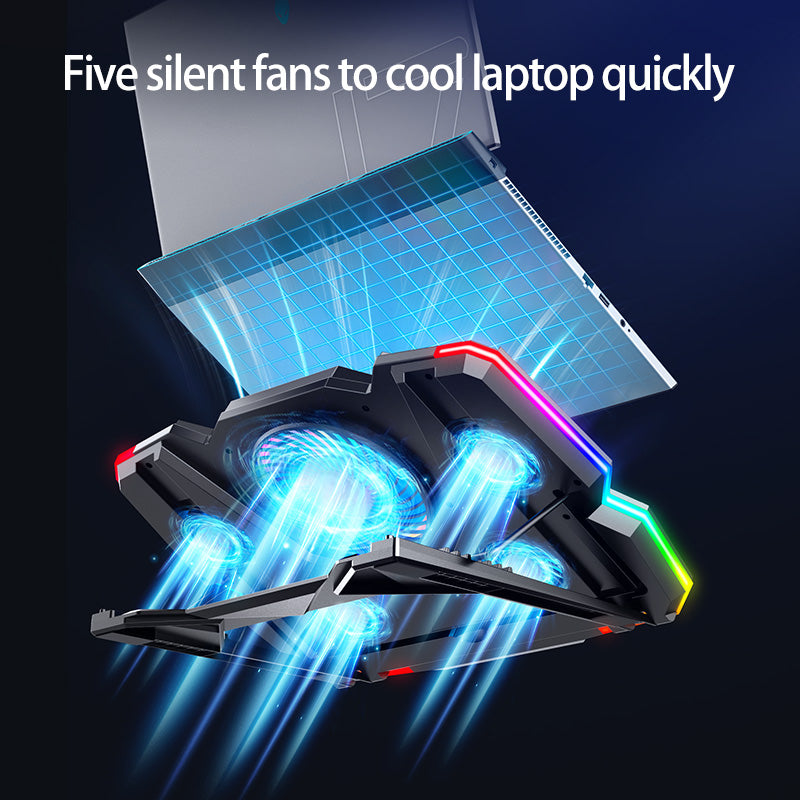 navor Laptop Cooling Pad for 12-17 Inch, Gaming Laptop Cooler with 5 Quiet Fans, RGB LED Lights